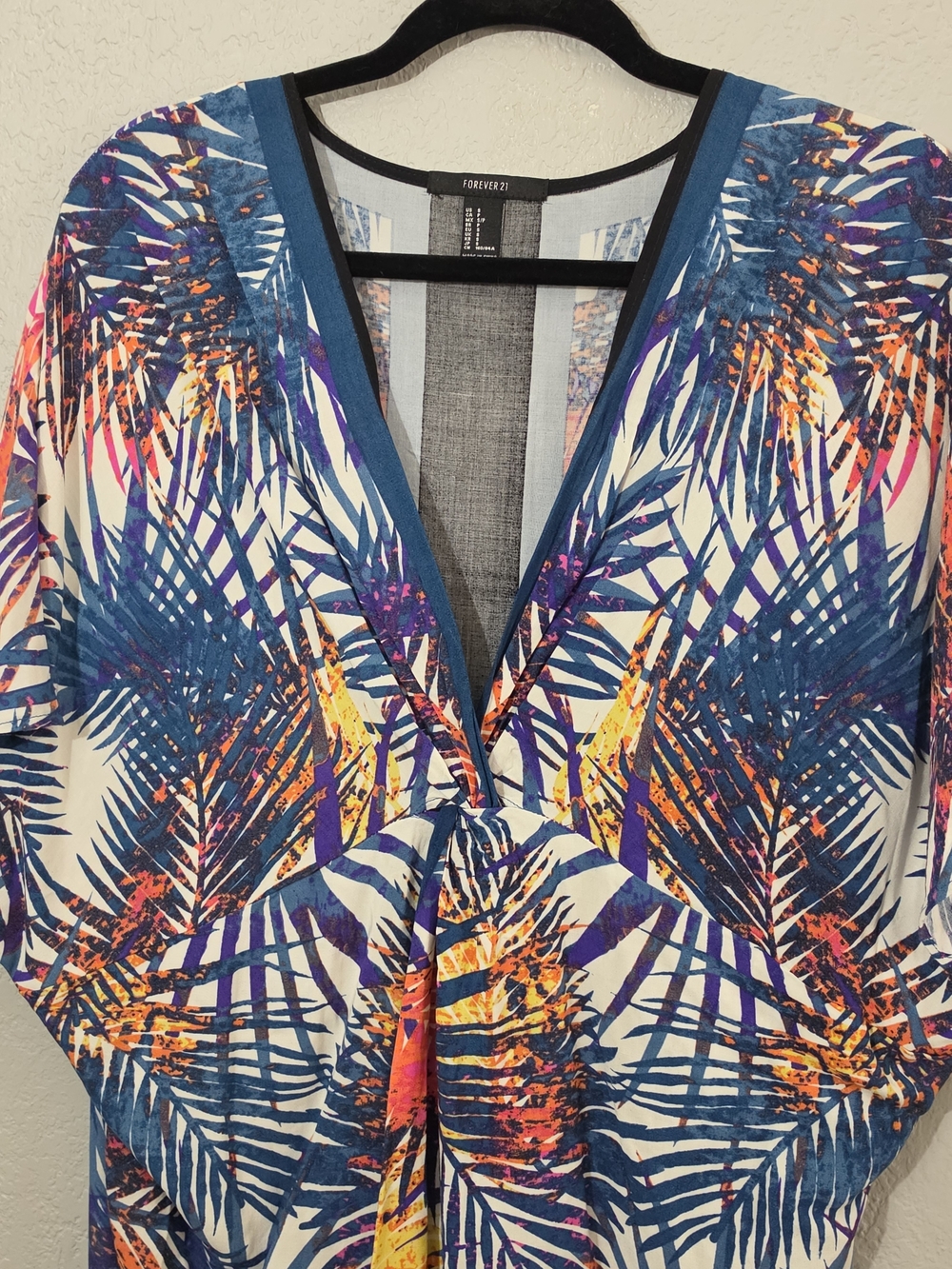 Forever 21 Swim Cover Up Tropical Palm Leaf Print Oversized Womens Small - Picture 3 of 8